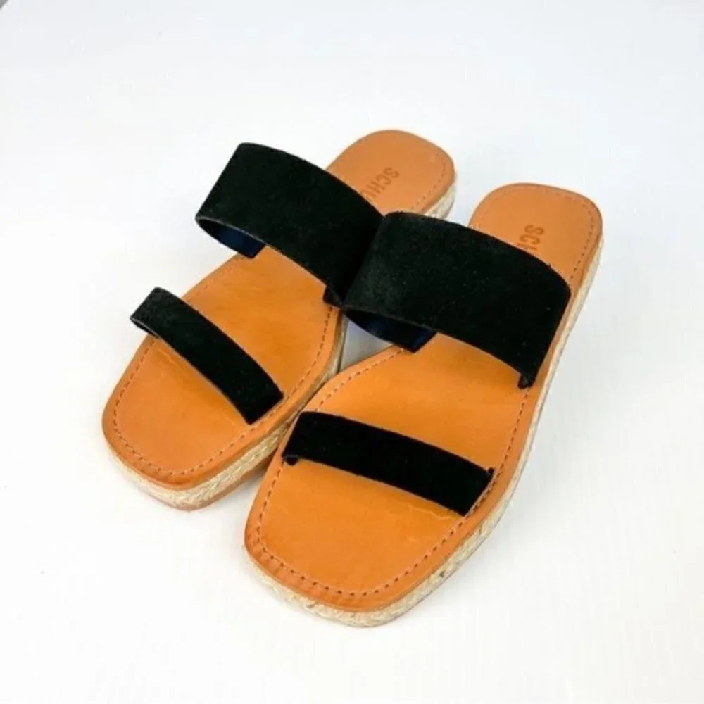 Schutz womens size 7 black Lilyane slide on sandals